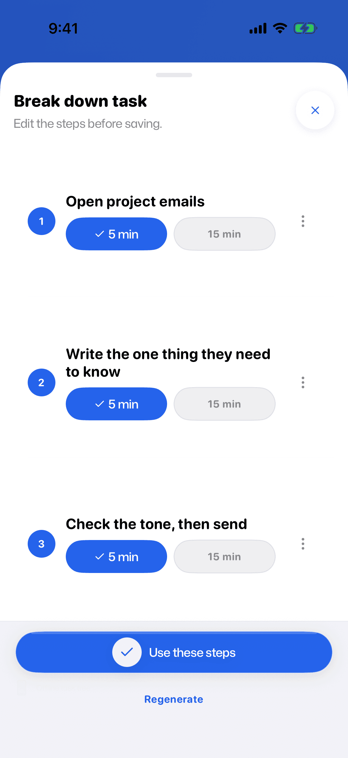 Snowball Recovery sheet with smaller, timed, and easier next steps
